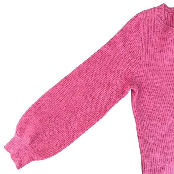 J. Crew Factory Pink Ribbed puff sleeve sweater in extra soft yarn Wool blend M - Picture 7 of 16